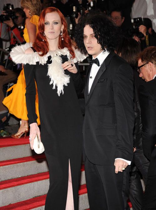 Karen Elson and Jack White, wearing Tim Burton.